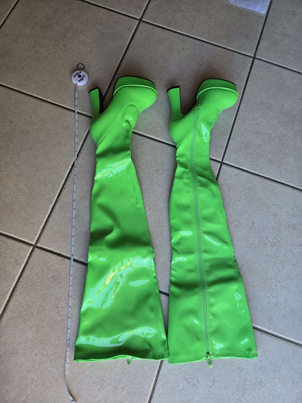 Kids Neon Green One-Piece Boots with Zipper